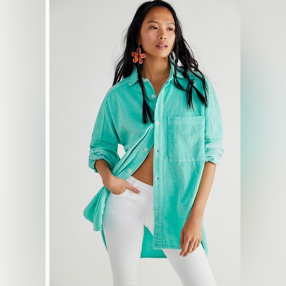 Free people corduroy Jack shirt - mint green